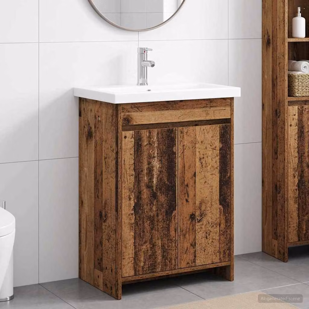 Set di mobili per il bagno moderno vidaXL in legno marrone, L/P/H: 61 x 40 x 84,5 cm