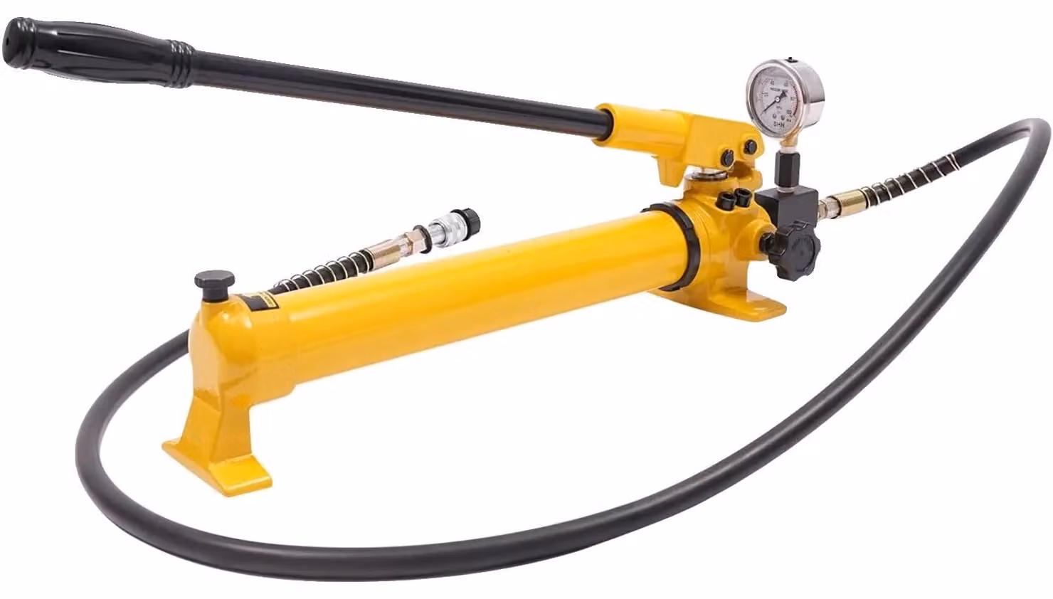 Pompa manuale idraulica, realizzata in acciaio, con una capacità di pressione massima di 2000 PSI, dimensioni 15 x 5 x 10 pollici, design portatile, azionamento manuale