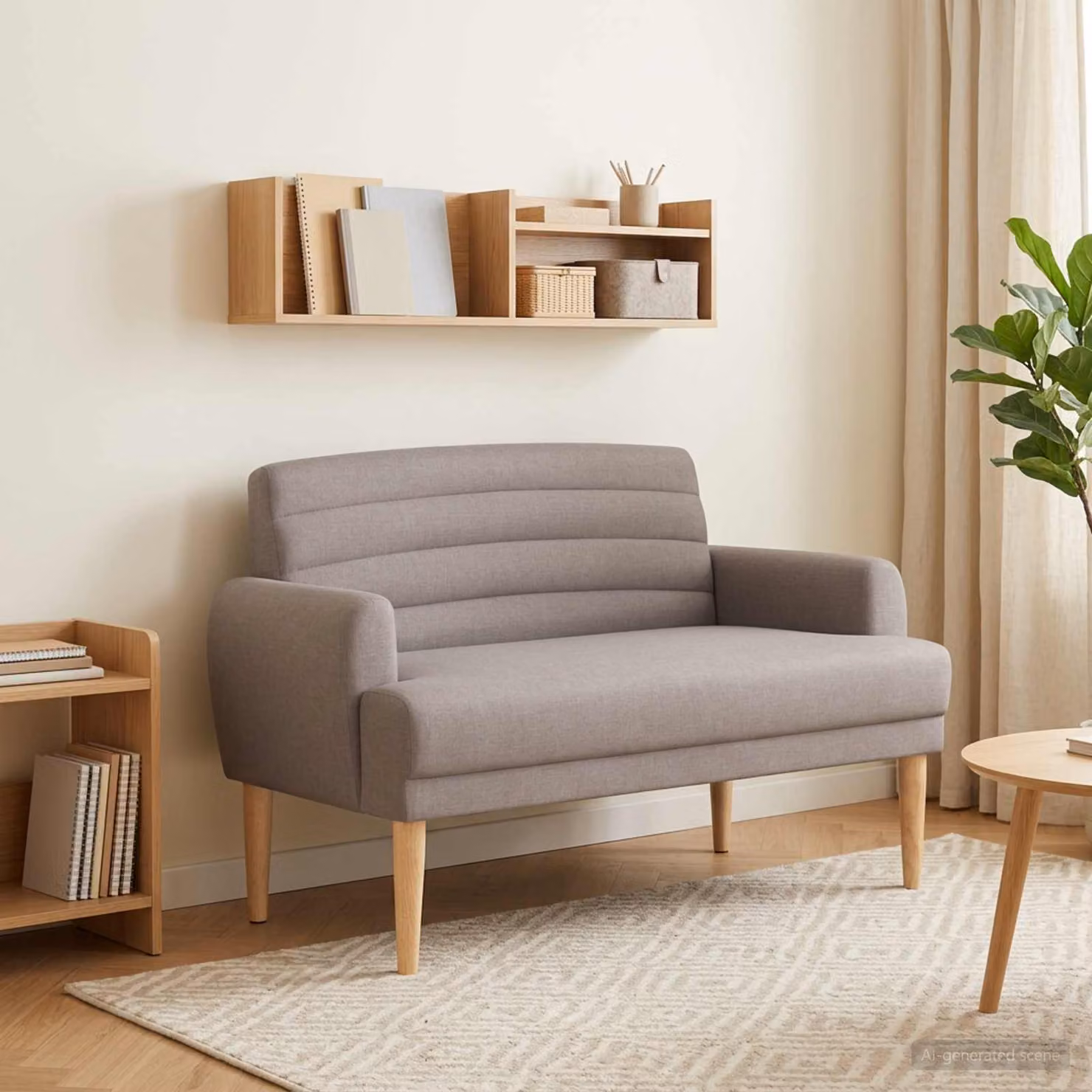 Loveseat moderno vidaXL in tessuto beige o grigio con seduta imbottita e coperture rimovibili L: 116 cm, P: 67 cm, H: 80 cm
