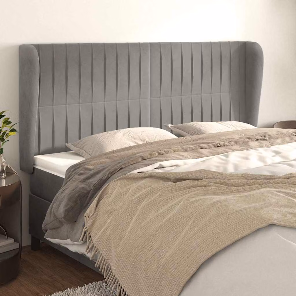 Testiera ad orecchio vidaXL in velluto grigio chiaro L: 163 cm, P: 23 cm, H: 118/128 cm
