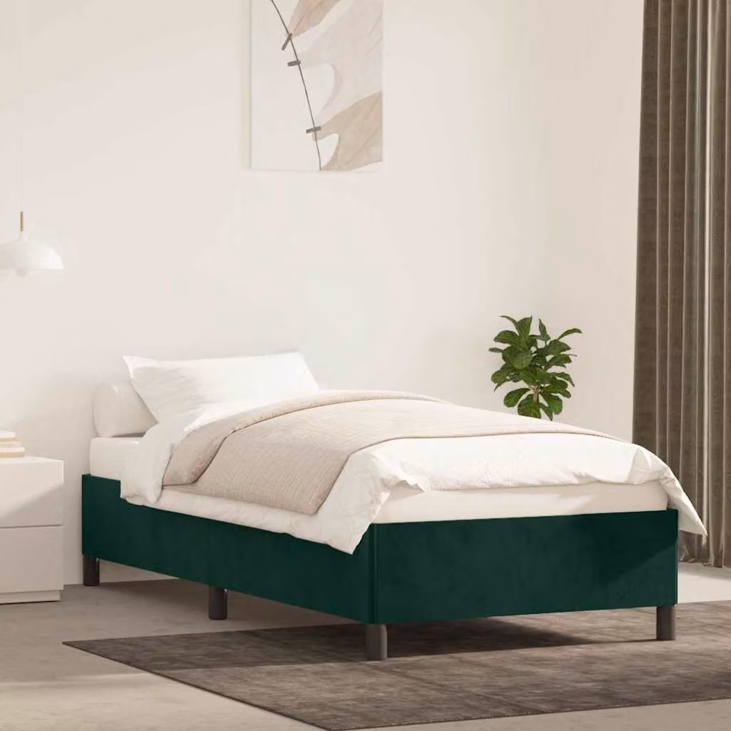 vidaXL Giroletto in Velluto Verde con Listelli in Legno L/P: 100 x 200 cm