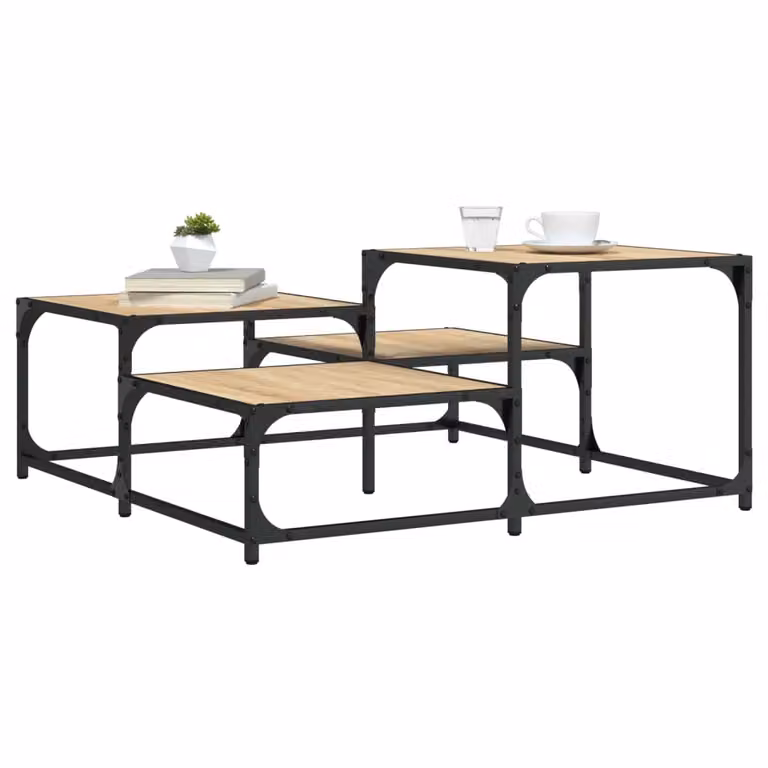vidaXL Tavolino da salotto quadrato in legno Rovere Sonoma e metallo, L/P/H: 87,5 x 87,5 x 40 cm