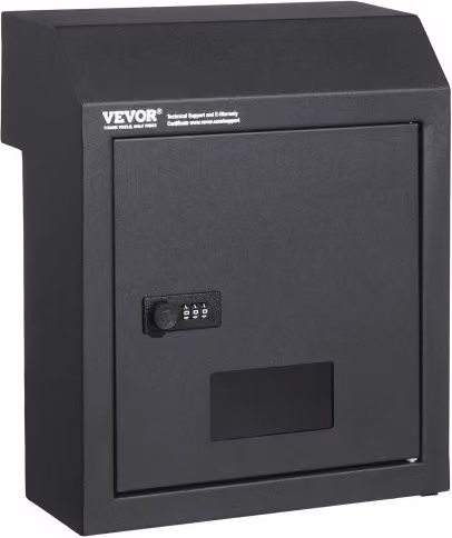 Cassetta Postale per Chiavi VEVOR con Combinazione in Acciaio Grigio L: 36,0 cm, P: 30,5 cm, H: 15,5 cm
