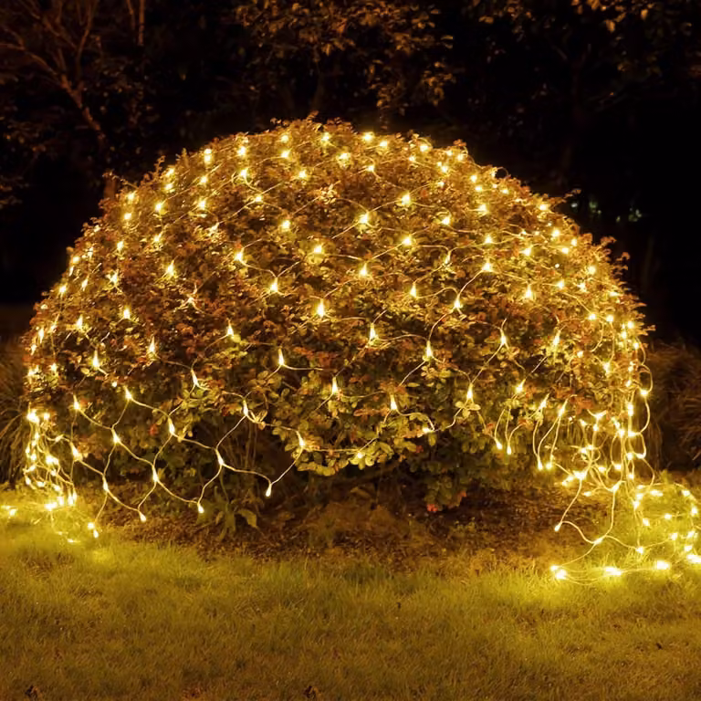 Rete luminosa 3X2M con 200 LED, per uso interno ed esterno, ideale per decorazioni natalizie, come tenda luminosa per siepi, giardini, balconi. 8 modalità di illuminazione, catena luminosa con luce bianca calda