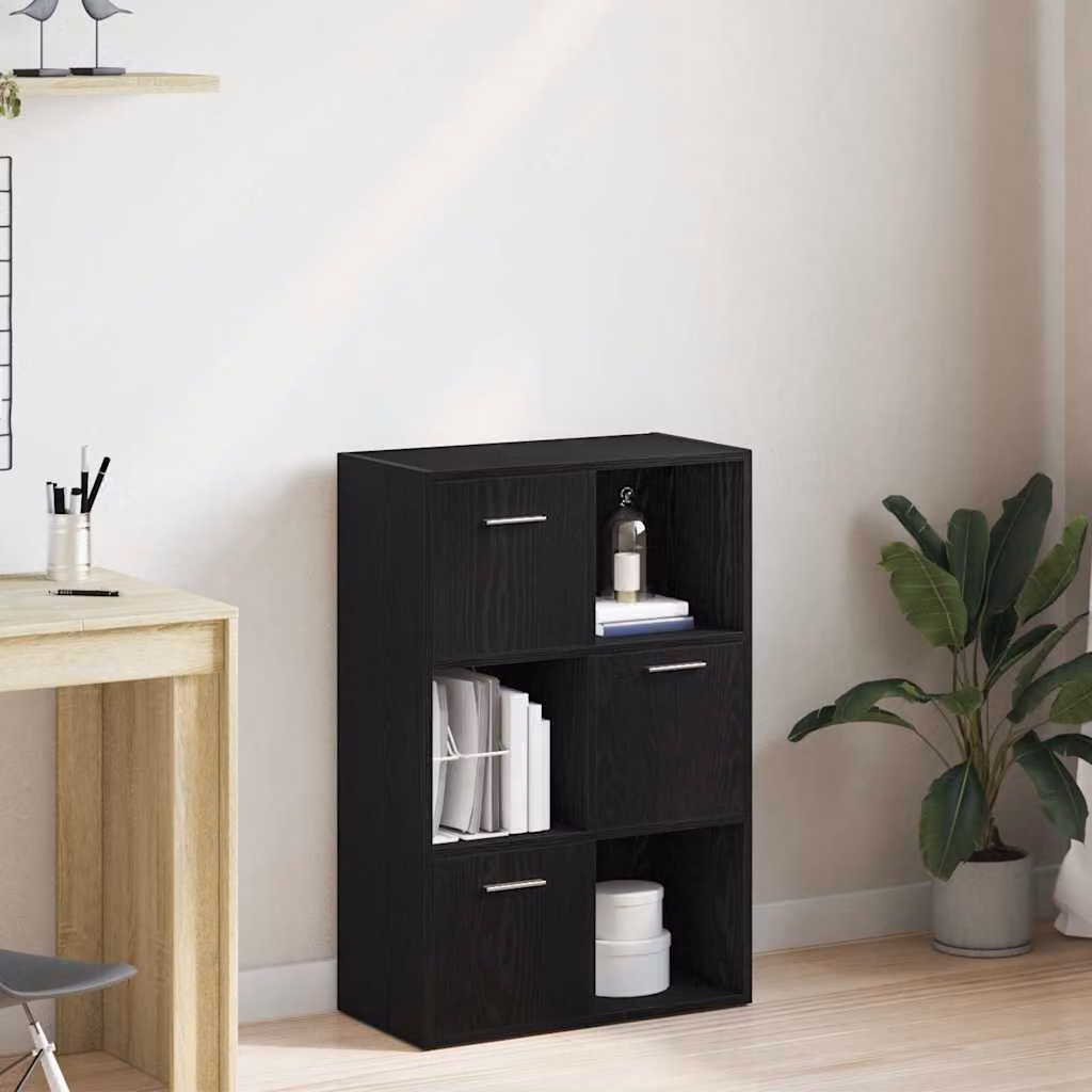 Libreria divisorio per ambienti vidaXL in legno multistrato e MDF, colore nero, L 60,5 cm x P 30 cm x H 90 cm