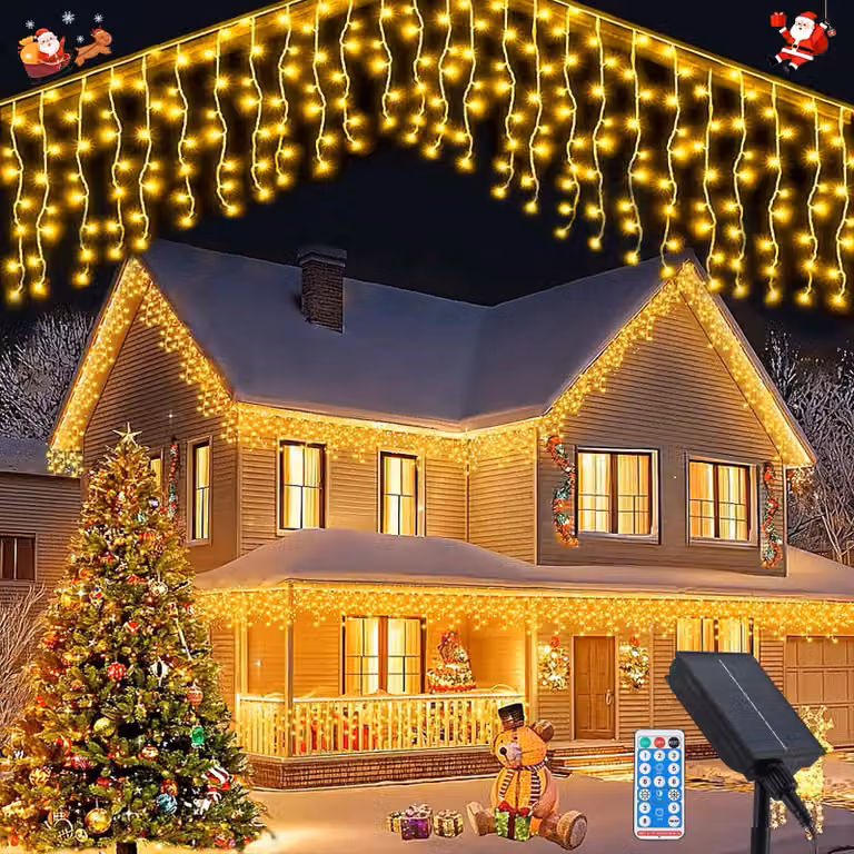 Catena luminosa solare, 5 metri, 256 LED, 8 modalità, telecomando, grado di protezione IP65