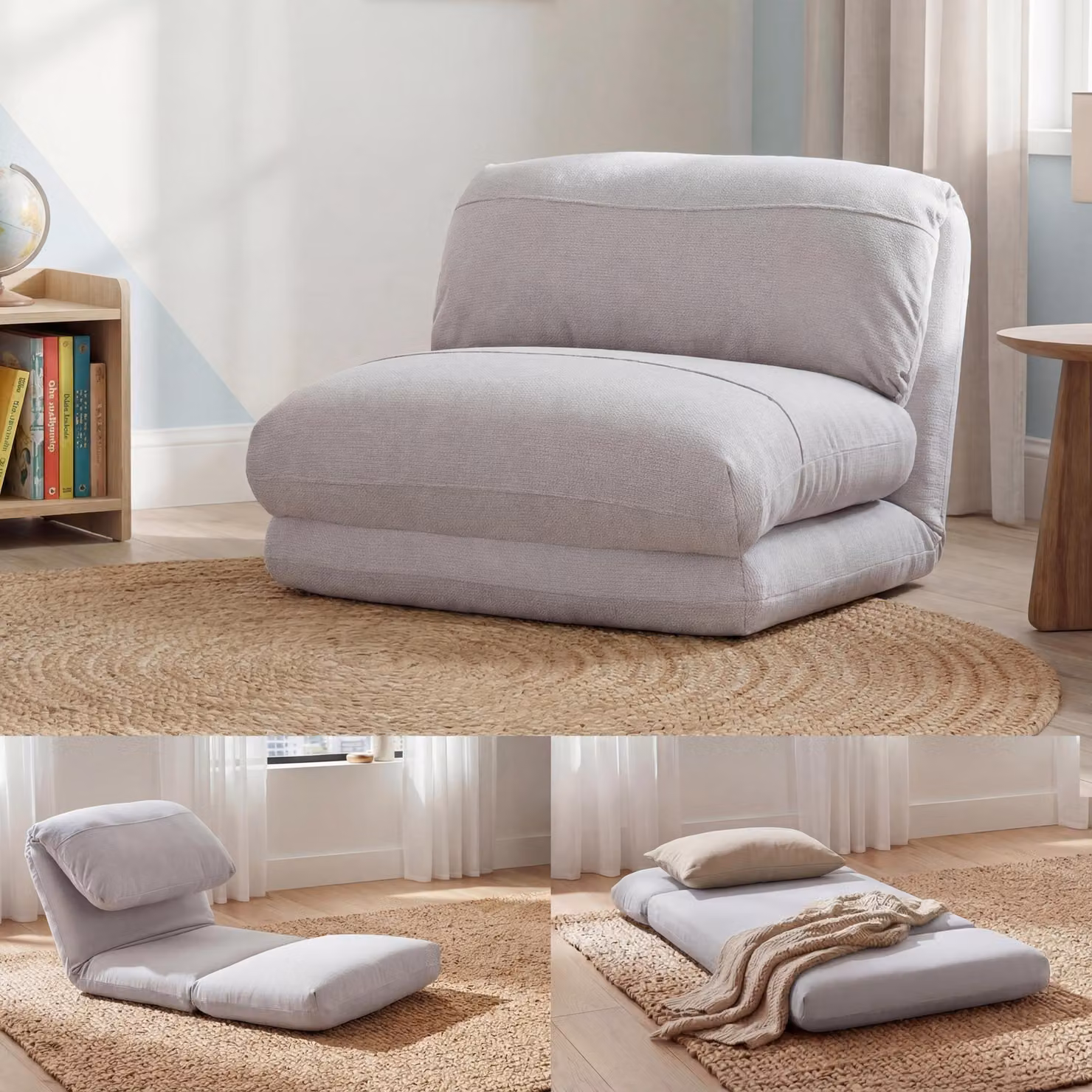 Divano letto MCW-E68, divano letto funzionale poltrona pieghevole poltrona reclinabile, tessuto/tessuto ~ beige