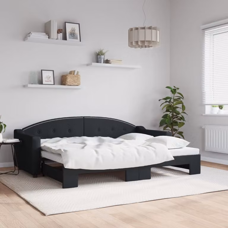 Maison Exclusive - Divano letto estraibile nero 80x200 cm in tessuto