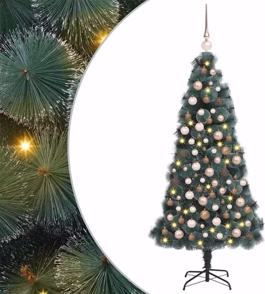 Albero di Natale artificiale preilluminato con set di palline