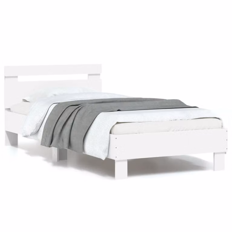 vidaXL Giroletto con Testiera e LED Bianco L/P/H: 203 x 90 x 70 cm