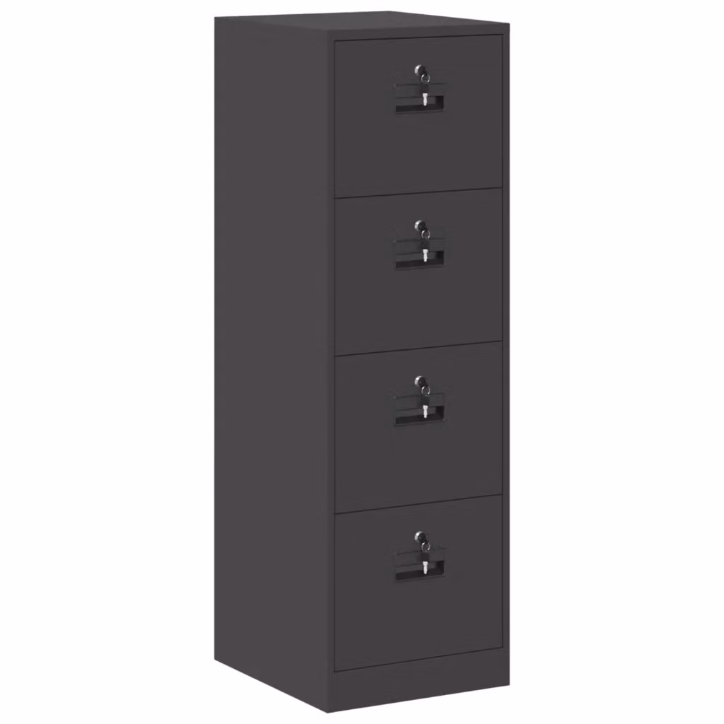 Armadio per file vidaXL in metallo nero con cassetti e serratura, stile industriale, L/P/H: 44 x 50 x 139 cm – 2