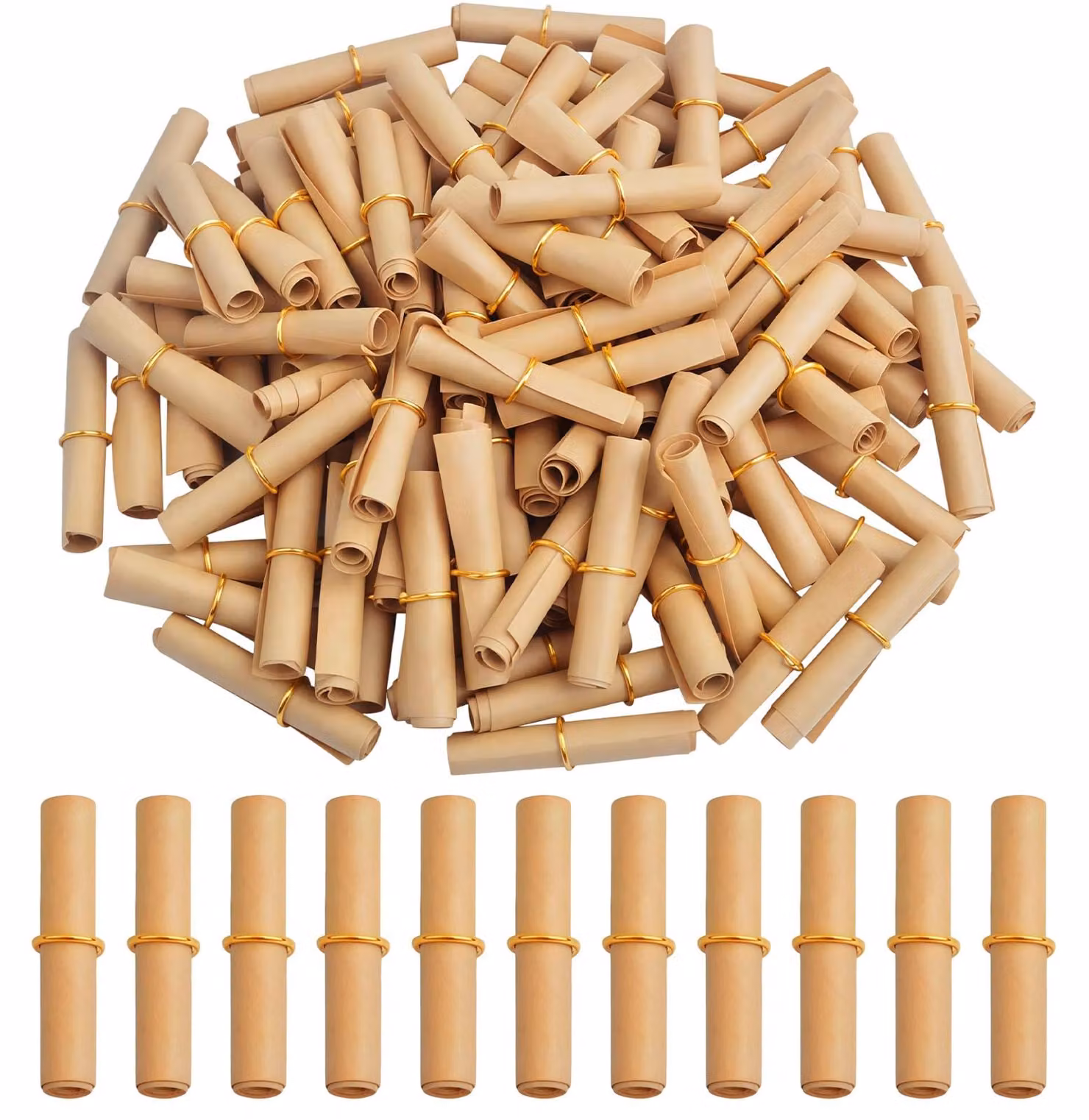 300 rotoli di carta mini, ideali per biglietti o piccoli messaggi, dimensioni 6x3 cm, carta kraft