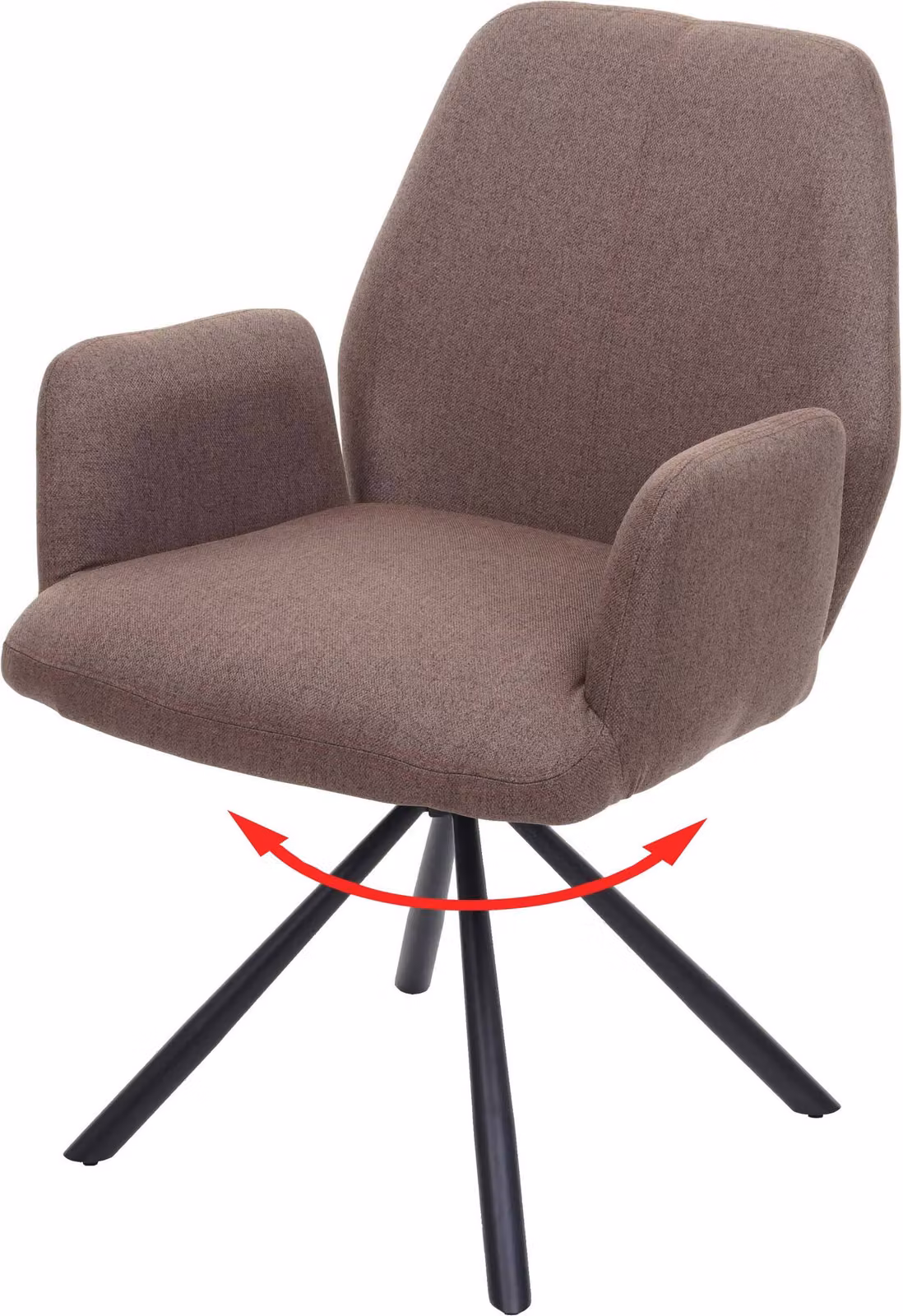 Sedia da pranzo HWC-H71, sedia da cucina poltrona sedia, girevole auto posizione tessuto / acciaio tessile ~ marrone