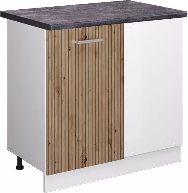 Mobile ad angolo cucina R-Line Rovere artigianale/Bianco 86 cm, PL Antracite Vicco