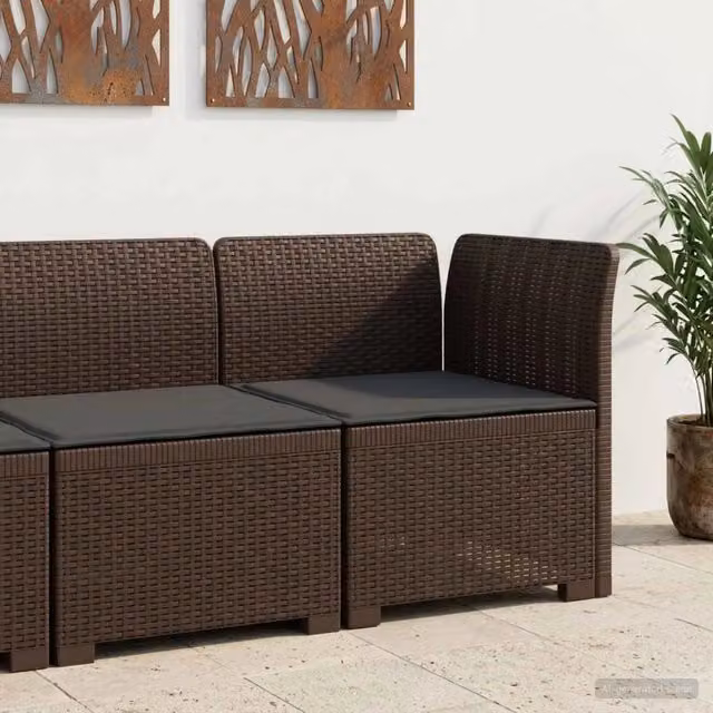 Divano da giardino a 1 posto con cuscino in design moderno effetto rattan color antracite o marrone per esterno, balcone o terrazzo – 1