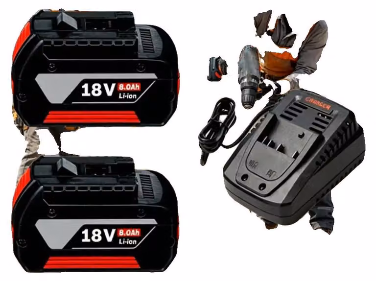 Batteria agli ioni di litio, 18V, capacità 8000mAh, caricabatterie per 2 batterie, 18V