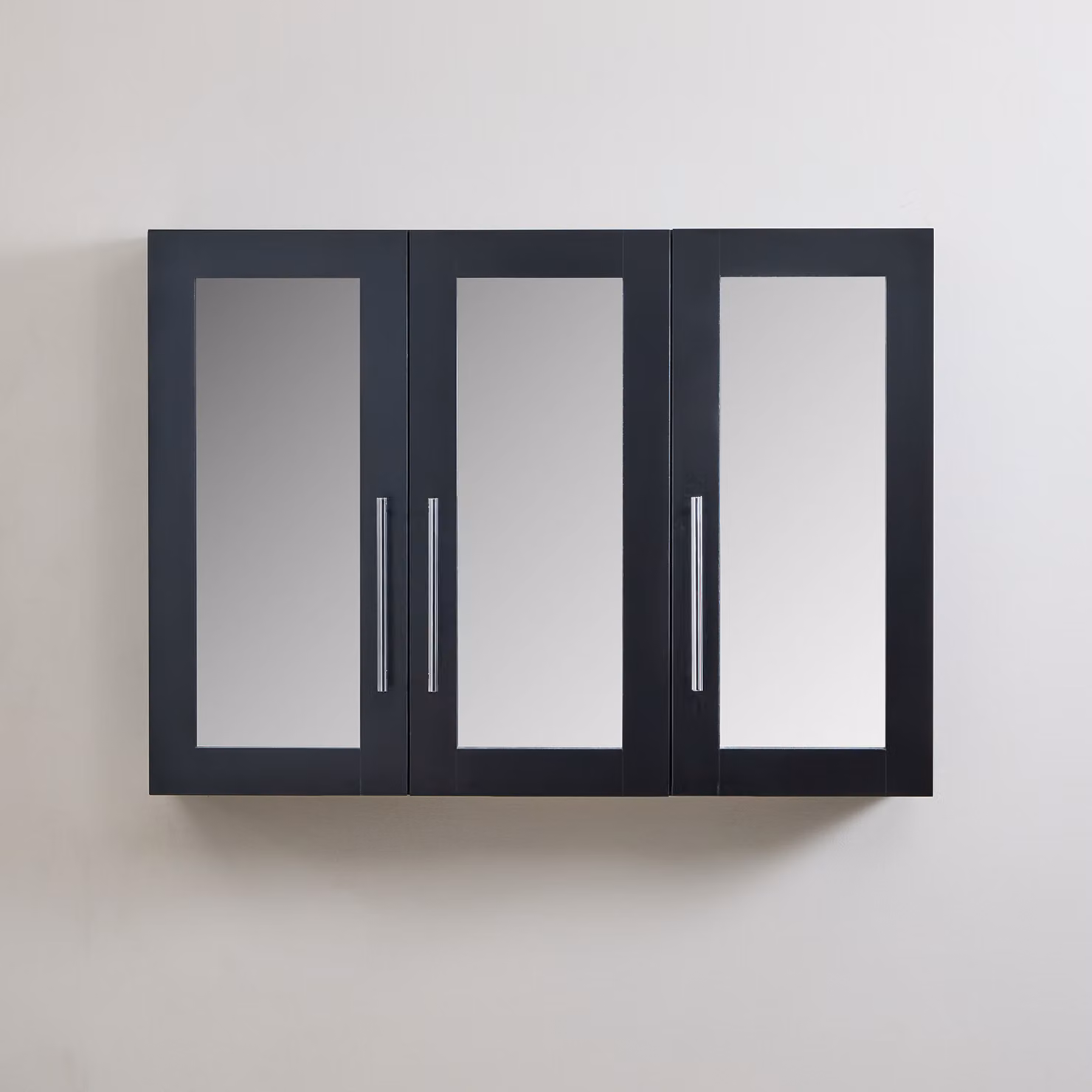 Mobiletto a Specchio da 600mm x 650mm Nero Grigio - Completo di Maniglie Moderne a Barra Cromate - Cluo
