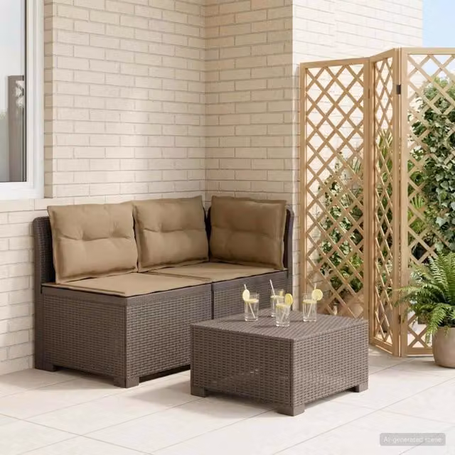 Divano da giardino a 2 posti vidaXL in rattan sintetico grigio con cuscini imbottiti e coperture rimovibili