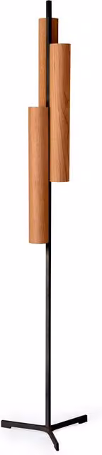 Lampada da terra LZF Black Note Triplet con tecnologia LED, finitura nera e legno marrone, regolabile