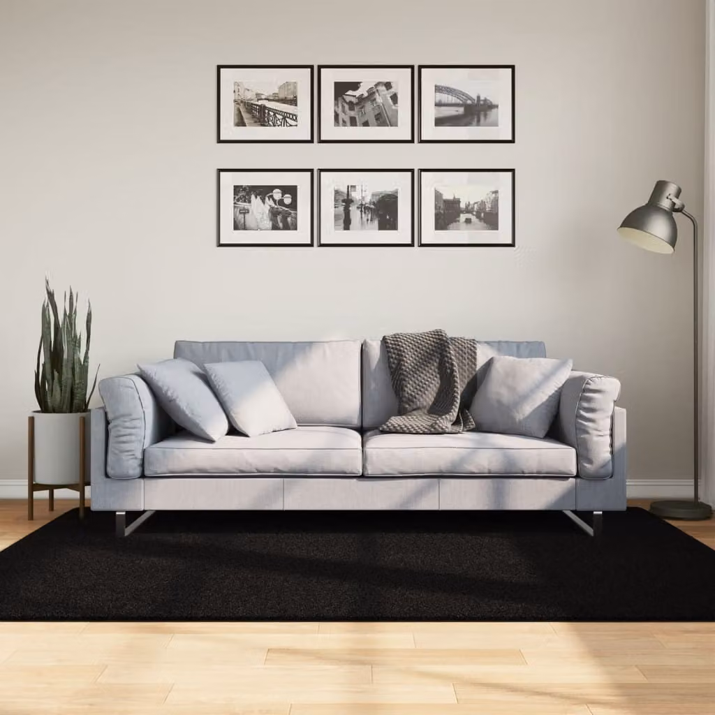 Tappeto a pelo corto vidaXL HUARTE nero, morbido e lavabile, L: 140 cm x P: 200 cm