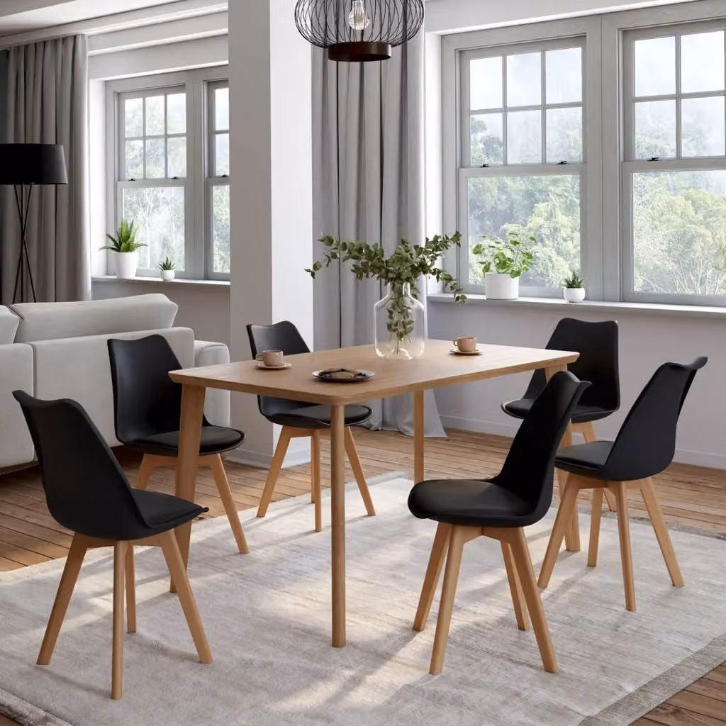 Set di 6 sedie SARA IDMarket nere in stile scandinavo per sala da pranzo e cucina – 2
