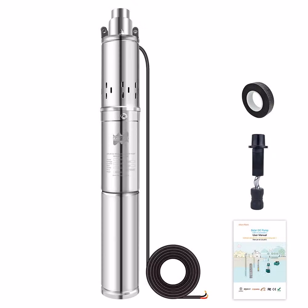Pompa solare per pozzi profondi, potenza 750 W, regolatore MPPT integrato, solo pompa inclusa, 750 W CC 48-60 V