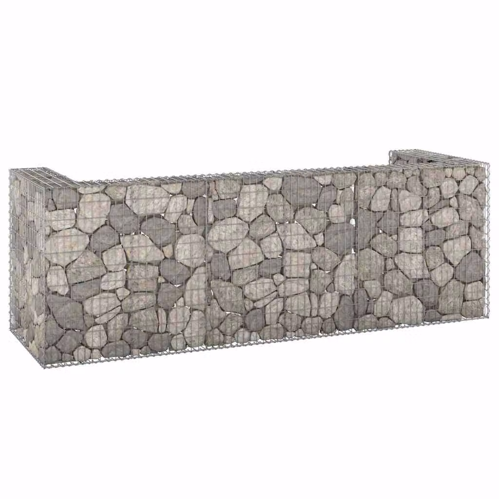 vidaXL Gabbione per Bidoni in Acciaio Zincato Grigio L: 325 cm, P: 100 cm, H: 110 cm
