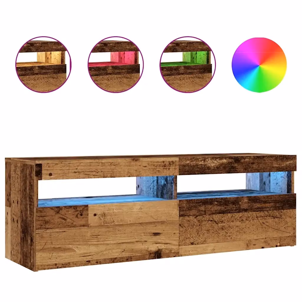 Mobile TV sospeso moderno HELLOSHOP26 con vano contenitore e illuminazione integrata, colore marrone, L/P/H: 120 x 35 x 40 cm – 2