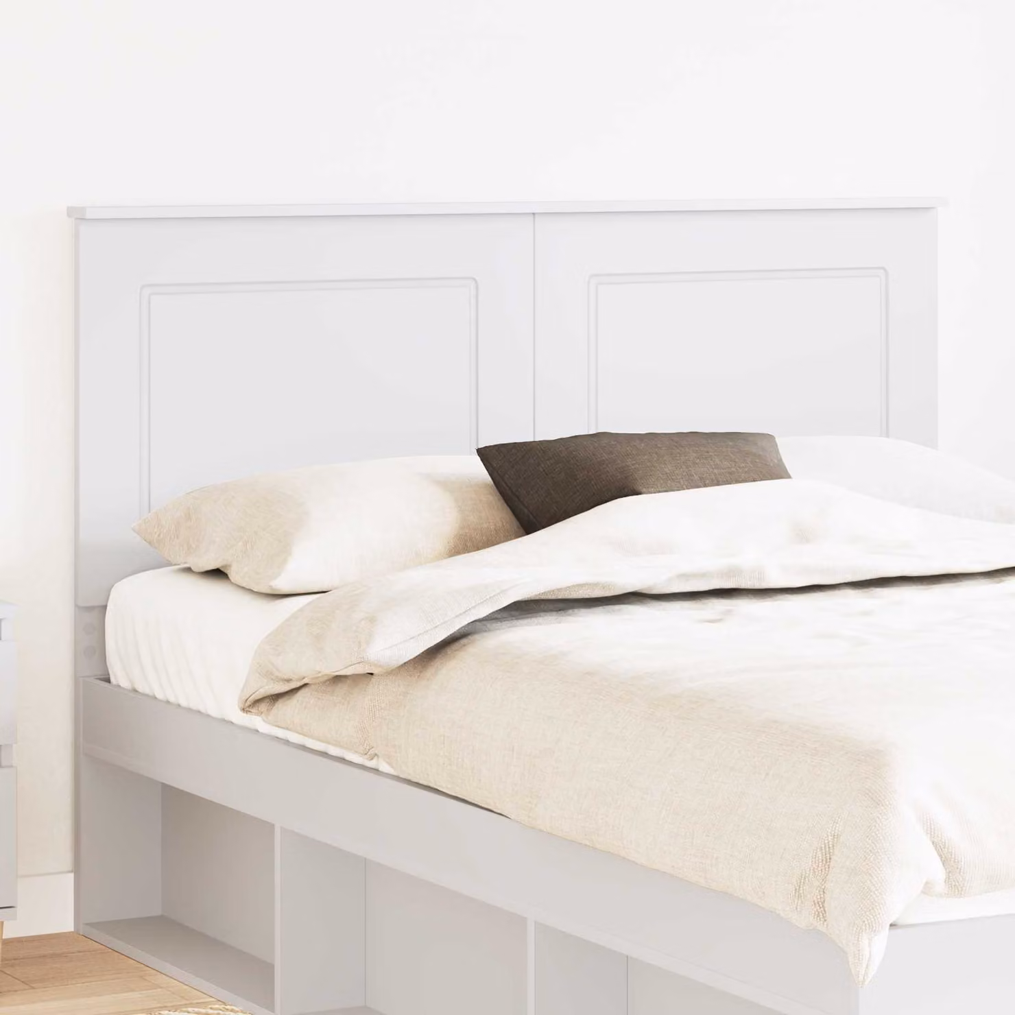 Testiera per letto vidaXL in legno ingegnerizzato bianco, Larghezza: 100 cm, Altezza: 143 cm, Profondità: 7 cm