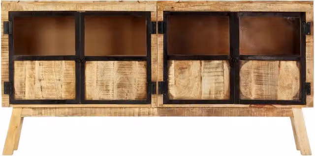 Credenza Marrone e Nera 160x30x80 cm Massello di Mango Grezzo 247994