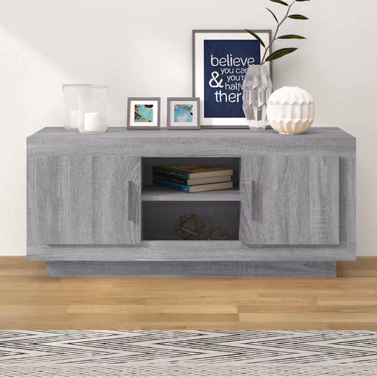 Mobile TV vidaXL in legno multistrato e MDF, colore grigio sonoma rustico, L 102 cm x P 35 cm x H 45 cm