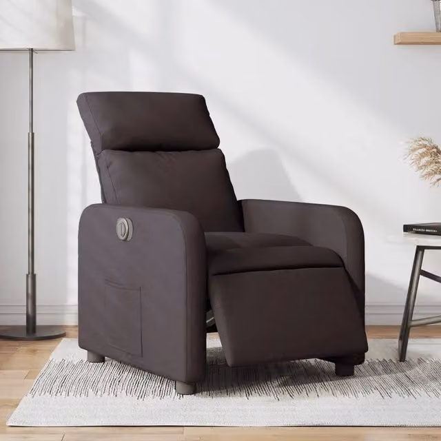 Poltrona Elettrica Reclinabile-Divano Sedia Marrone Scuro in Tessuto 573757