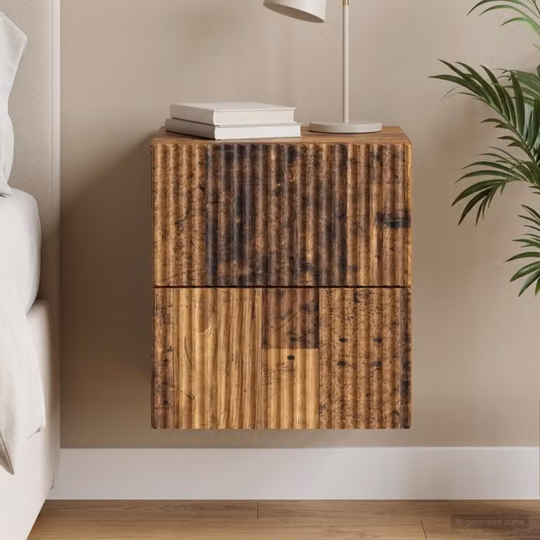 Mobiletto da notte a muro vidaXL in legno stile vintage colore marrone L 33 cm x P 34,5 cm x H 40 cm