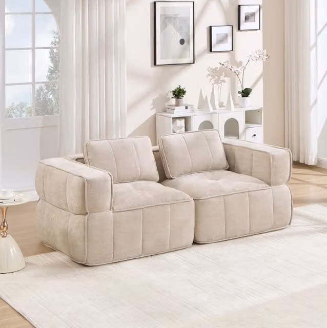 Divano modulare senza struttura in poliestere Beige 198x93x67 cm