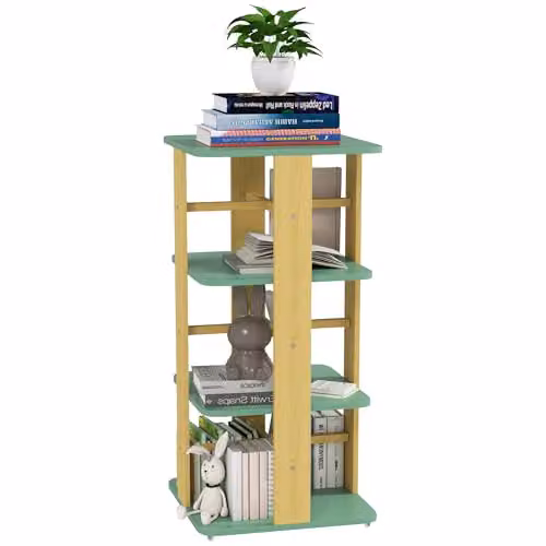 AIYAPLAY Libreria per bambini con ruote, 3 ripiani, Verde