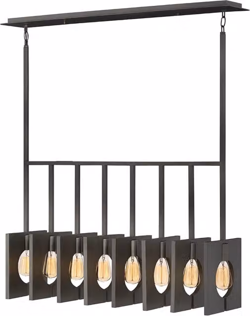 Lampadario a sospensione industriale HINKLEY in metallo nero e grigio con 8 luci E27