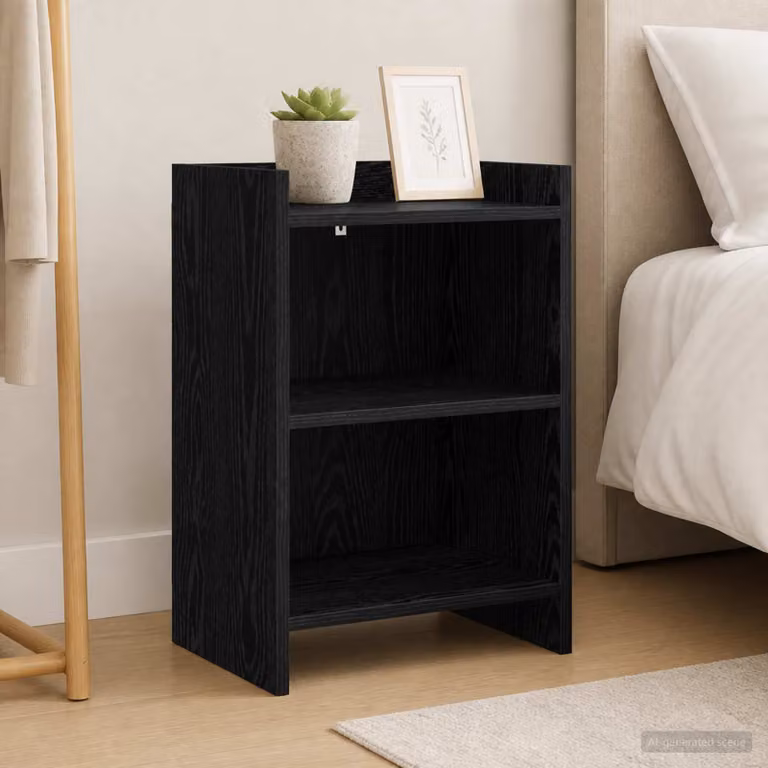 Comodino moderno vidaXL in legno MDF nero opaco L 40 x P 30 x H 60 cm