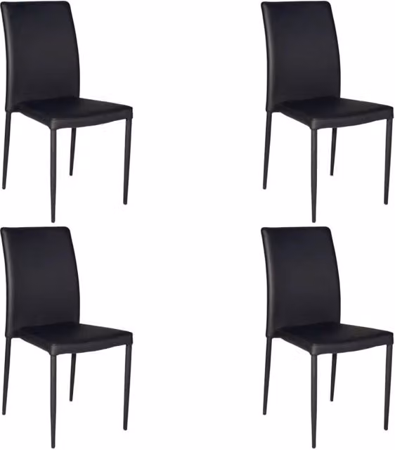 Set di 4 sedie moderne in ecopelle nera con struttura in metallo Mobili 2G – 4
