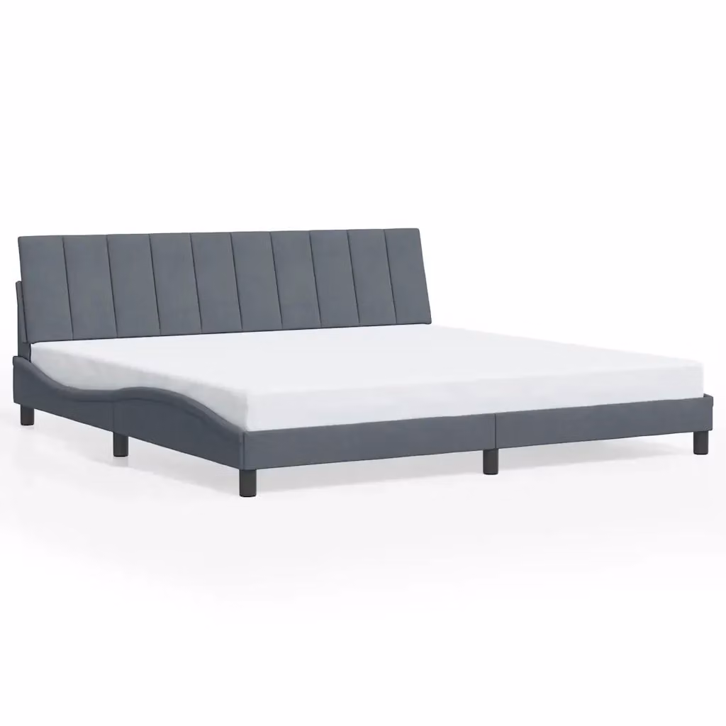 vidaXL Giroletto Hanko senza Materasso in Velluto Grigio 200x200 cm – 2