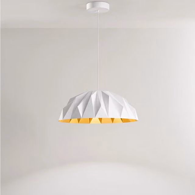 Lampada a sospensione moderna Perenz Prisma in acrilico bianco e oro con LED da 20W 3000K IP20