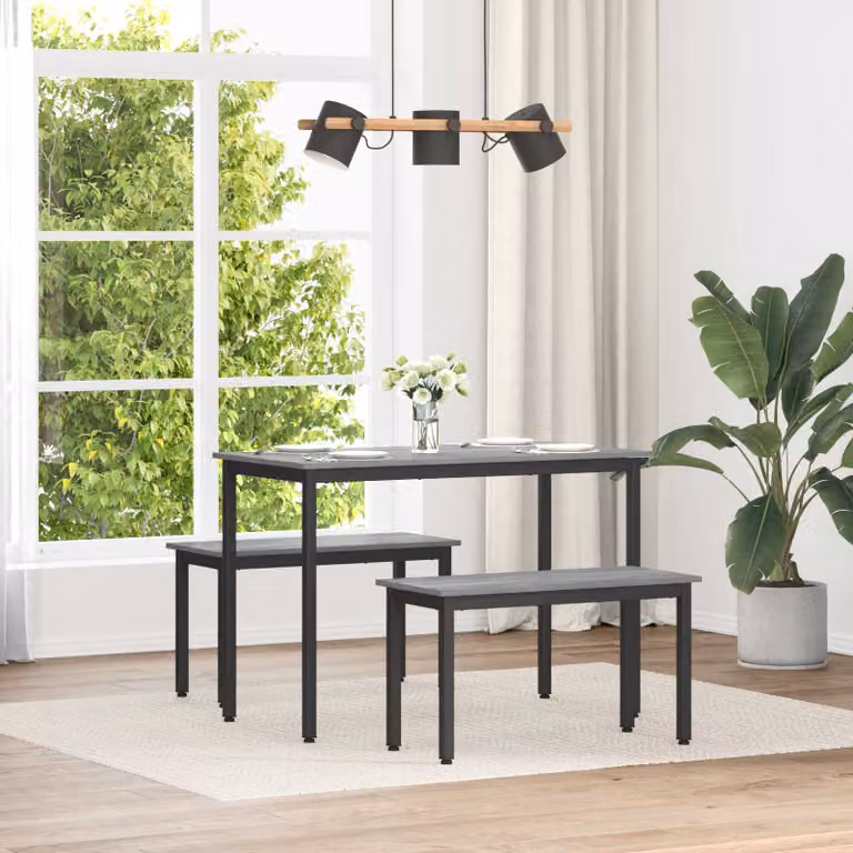 Panchina vidaXL Sonoma grigio in legno ingegnerizzato e metallo, L: 80 cm, P: 35 cm, H: 45 cm