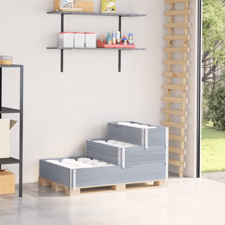 Fioriera Rialzata a 3 Livelli vidaXL in Legno di Pino Grigia L: 120 cm, P: 80 cm