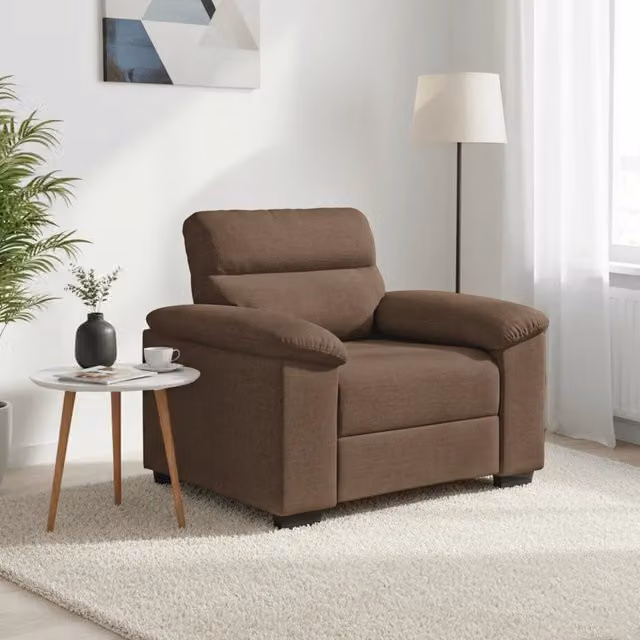 Poltrona Lounge Marrone vidaXL con Braccioli in Tessuto e Imbottitura in Schiuma L: 100 cm, P: 81 cm, H: 84 cm