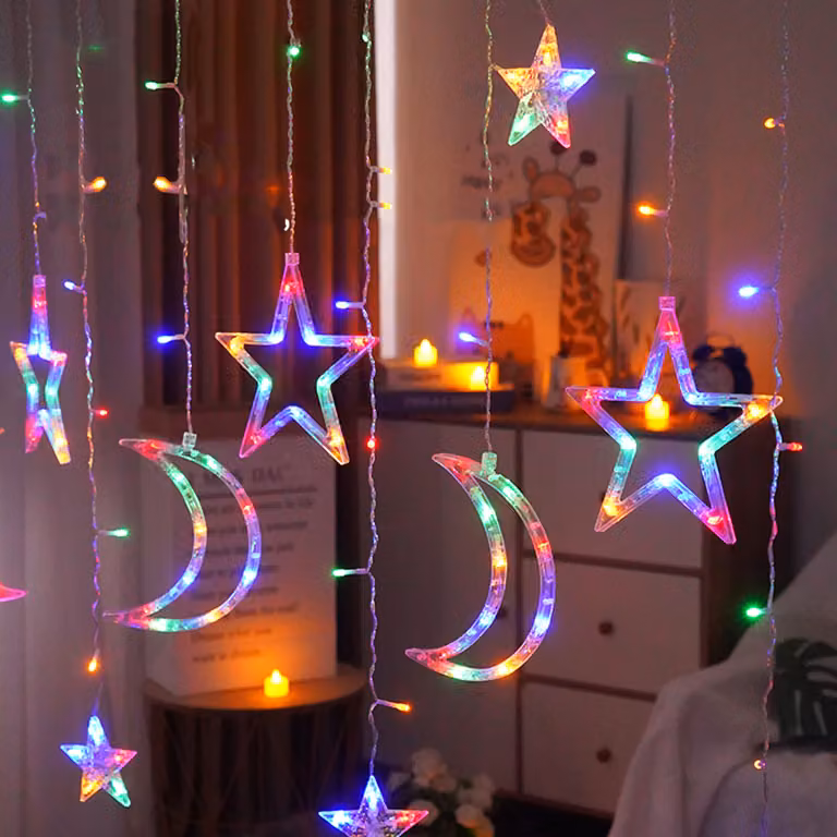 LED luce tenda interna 3x1M, stelle luna luci di Natale, 120 LED fata luci a batteria partito finestra parete balcone decorazione di nozze