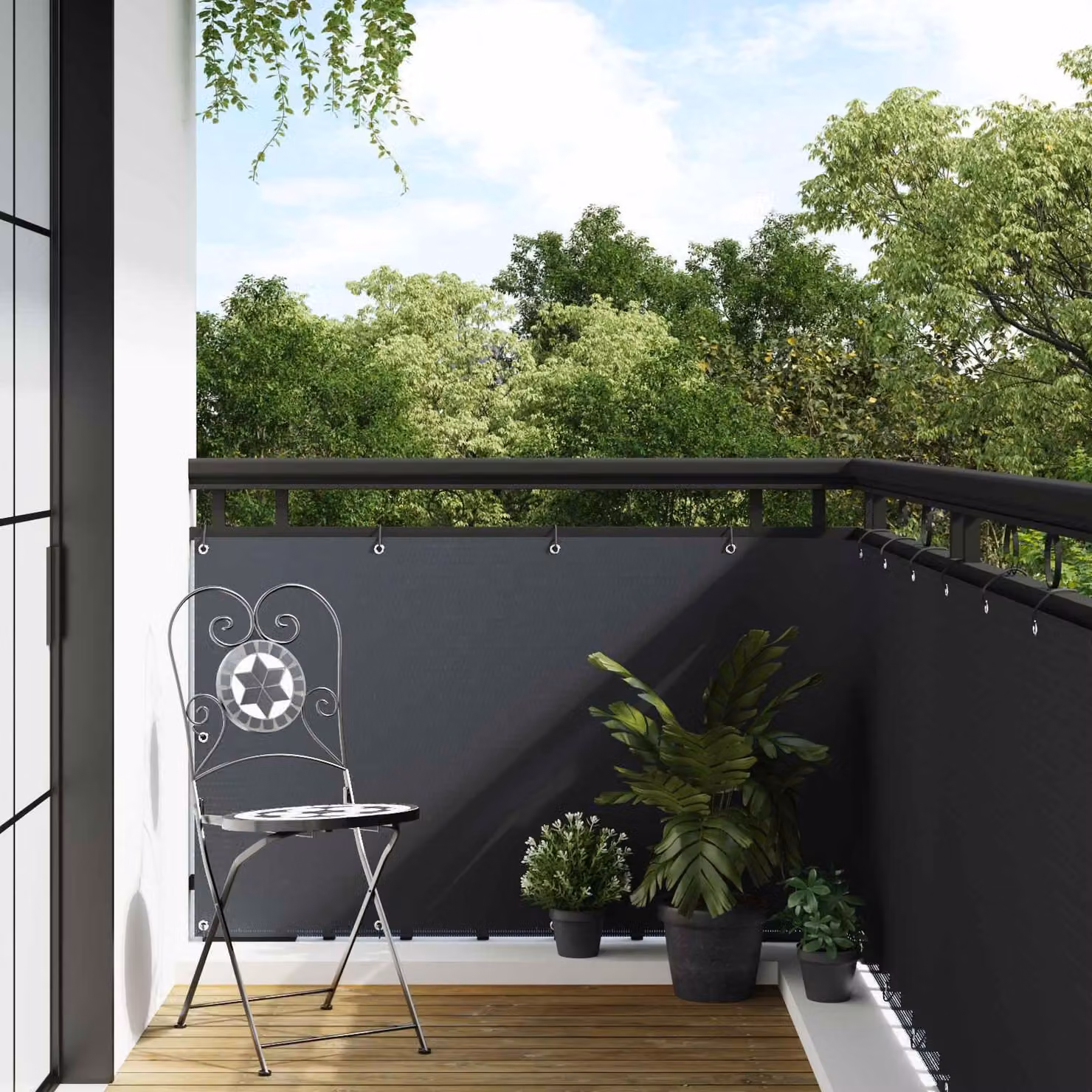 Maison Exclusive - Schermo per balcone con occhielli, 300 x 100 cm, rattan sintetico, colore antracite