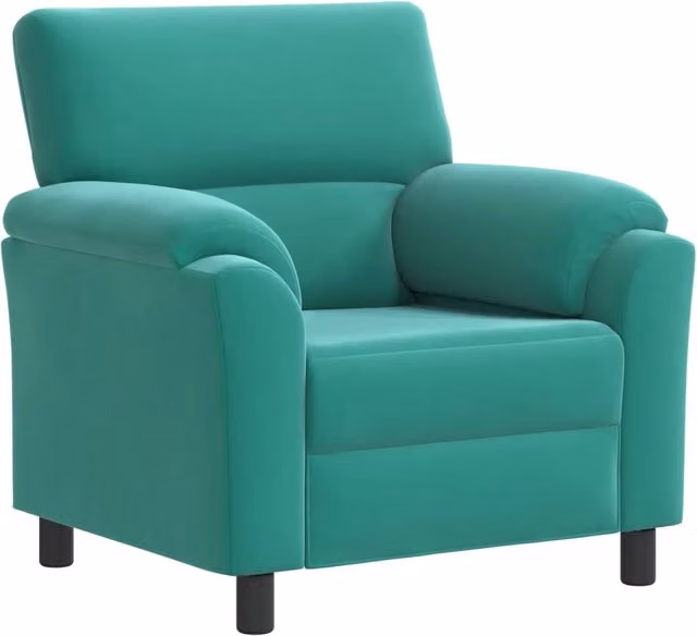 Divano moderno in velluto turchese vidaXL con struttura in metallo e coperture rimovibili L 94 x P 85 x H 93 cm