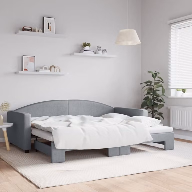 Maison Exclusive - Divano letto estraibile grigio chiaro 90x200 cm in tessuto