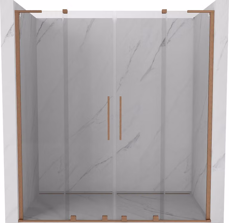 Mexen Velar L Duo porta doccia scorrevole 170 cm, trasparente, rame spazzolato - 871-170-003-02-65