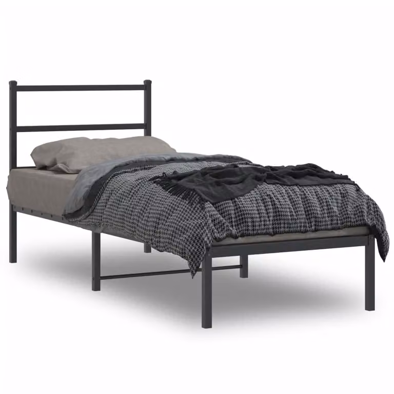vidaXL Giroletto con Testiera in Metallo Nero L: 80 cm, P: 200 cm