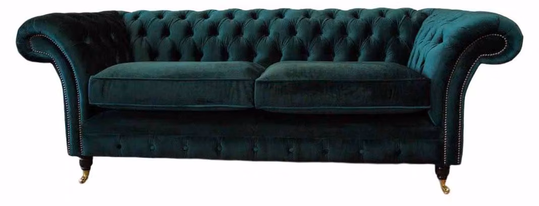 Chesterfield Polster 3 Sitzer Textil Couchen Sofa Dreisitzer Couch Samt